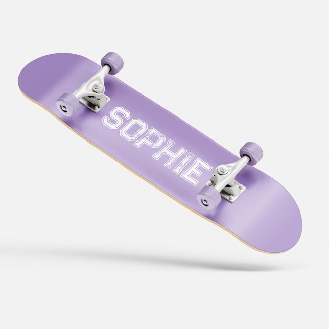 Girly Varsity Pink Skateboard Personalized Name (Girly Varsity Pink Skateboard Personalized Name Lilac lavender)