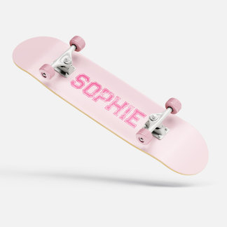 Girly Varsity Pink Skateboard Personalized Name
