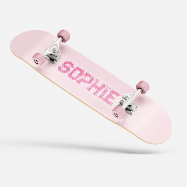 Girly Varsity Pink Skateboard Personalized Name (Girly Varsity Pink Skateboard Personalized Name)
