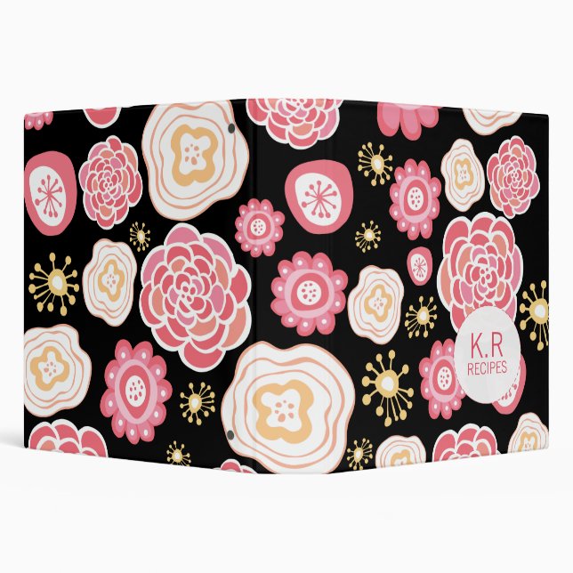Girly Vector Floral Pattern Designer Recipe Binder (Background)