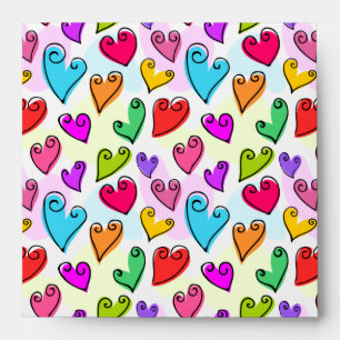 Girly Vibrant Hearts Cute Romantic Valentine's Day Envelope