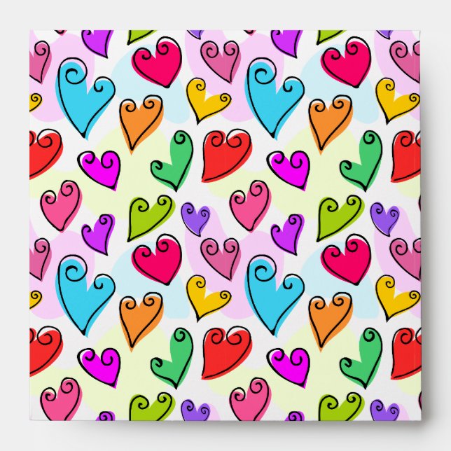 Girly Vibrant Hearts Cute Romantic Valentine's Day Envelope (Front)