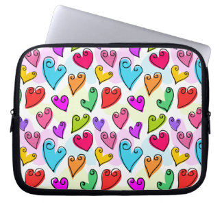 Girly Vibrant Hearts Cute Romantic Valentines Day Laptop Sleeve