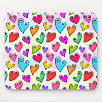 Girly Vibrant Hearts Cute Romantic Valentines Day Mouse Pad
