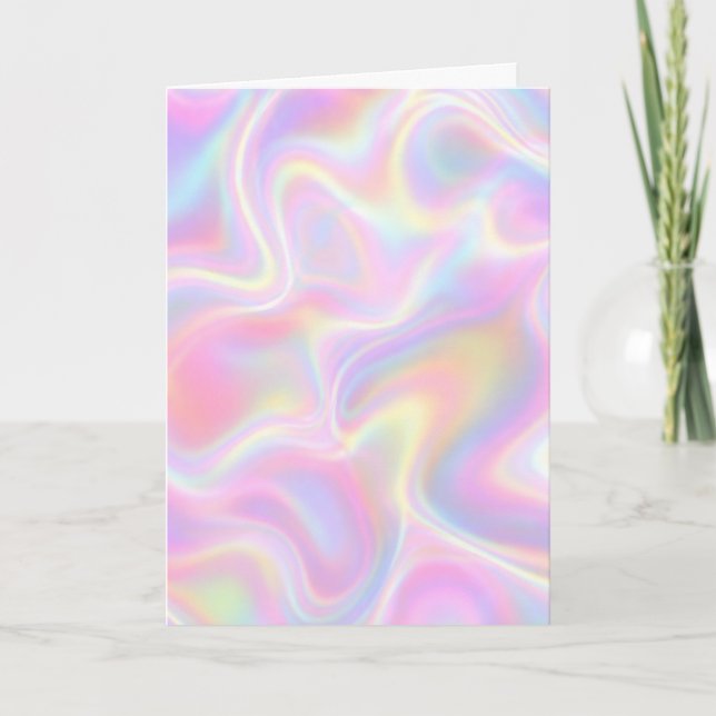 Girly Vibrant Pastel Holographic Swirl Design      Card (Front)