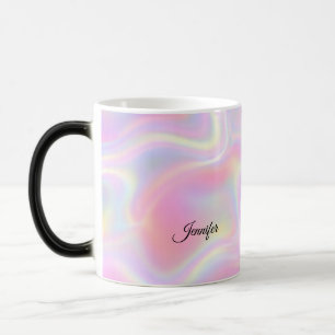 Girly Vibrant Pastel Holographic Swirl Design Color Morph Mug