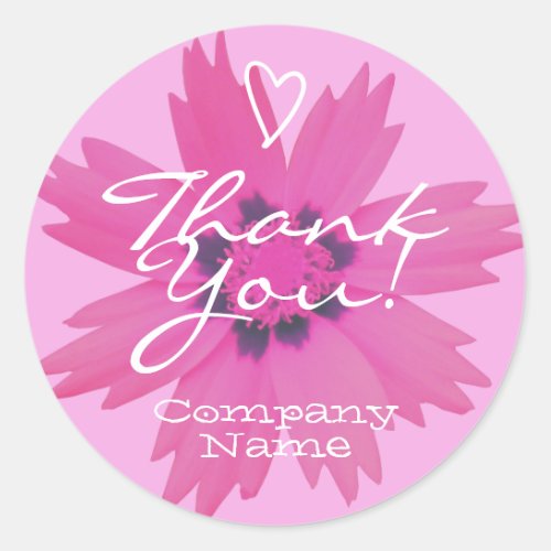 Girly Vibrant Pink Flower Blossom Thank You Labels
