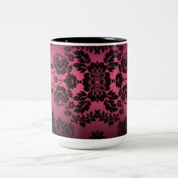 Girly Victorian Damask Two-tone Coffee Mug by ArtsofLove at Zazzle