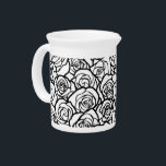 Girly Vintage black and white roses Beverage Pitcher<br><div class="desc">Lovely,  bright,  romantic floral pattern with beautiful roses with black outlines. Classy,  modern and trendy gift for Valentine's Day,  birthday or anniversary.</div>