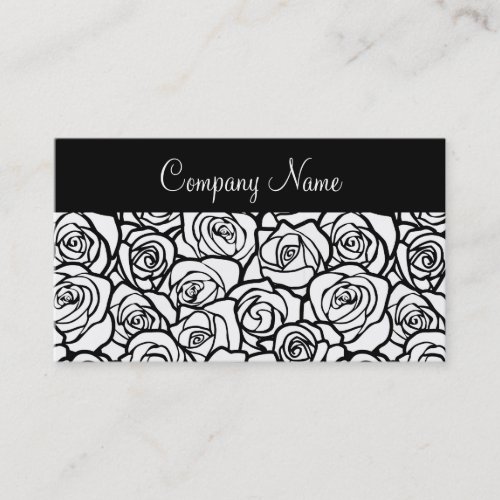 Girly Vintage black and white roses Business Card
