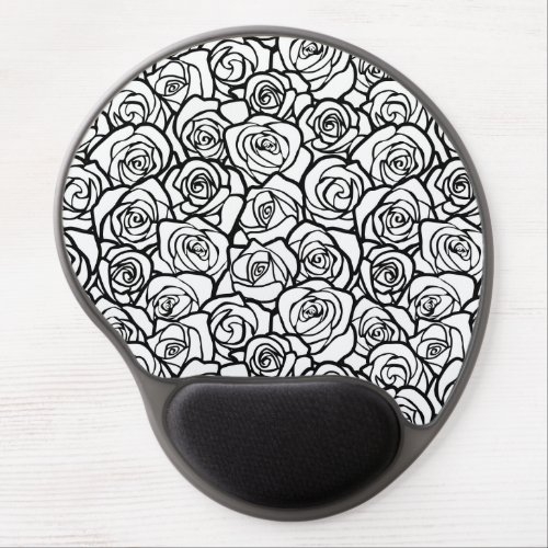 Girly Vintage black and white roses Gel Mouse Pad