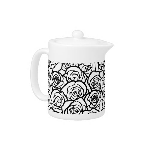 Girly Vintage black and white roses Teapot