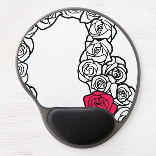 Girly Vintage black pink and white roses Gel Mouse Pad