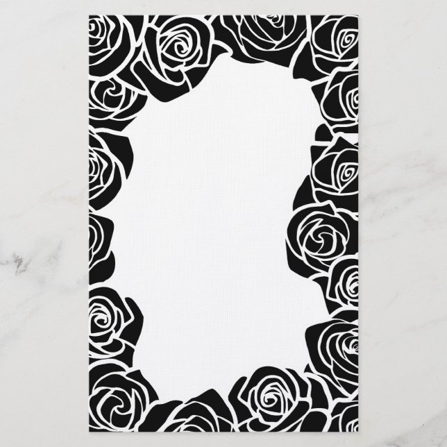 Girly Vintage black roses Stationery (Front)
