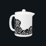 Girly Vintage black roses Teapot<br><div class="desc">Lovely,  bright,  romantic floral pattern with beautiful roses with white outlines. Classy,  modern and trendy gift for Valentine's Day,  birthday or anniversary.</div>