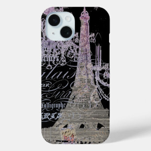 girly vintage chandelier paris eiffel tower iPhone 15 case