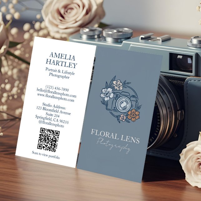 Girly Vintage Floral Camera Photographer Business Card (Girly Vintage Floral Camera Photographer Business Business Card)