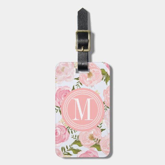 Girly Vintage Floral Pink Roses Peony Personalized Luggage Tag | Zazzle.com
