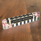 Girly Vintage Floral with Gold Black White Stripes