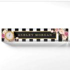 Girly Vintage Floral with Gold Black White Stripes