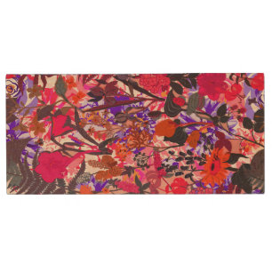 Girly vintage flowers wood flash drive