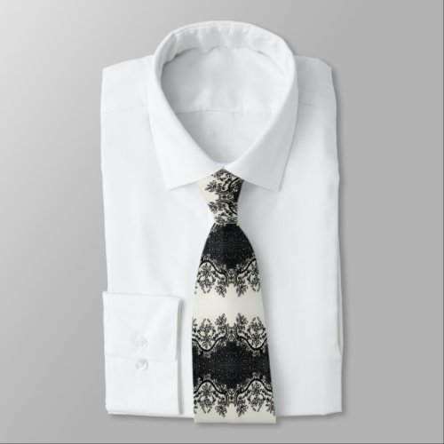 Girly vintage glamour black white Floral Pattern  Neck Tie