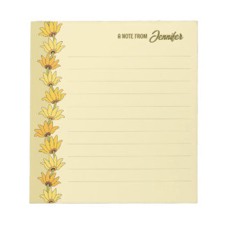Girly vintage hand-drawn sunflower border CC0142 Notepad