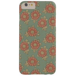 Girly Vintage Japanese Green and Coral Floral Barely There iPhone 6 Plus Case