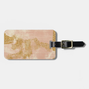 *~* Girly Vintage Pink Blush Gold Glitter Golden Luggage Tag