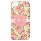 Girly Vintage Pink Roses Monogrammed