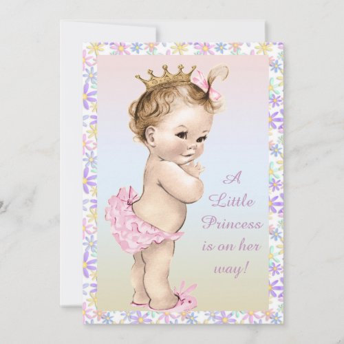 Girly Vintage Princess Floral Baby Shower Invitation