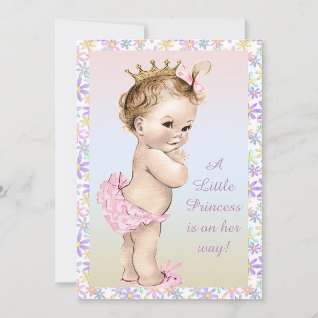 Girly Vintage Princess Floral Baby Shower Invitation (Front)