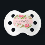 Girly Vintage Roses Floral Monogram Pacifier<br><div class="desc">Cute girly feminine romantic country cottage chic vintage floral rose flower pattern with a subtle faux linen fabric texture. Personalize the design with a custom name monogram for a sweet gift for a new mom or baby shower present! Click the "Customize It" button to change fonts and colors for a...</div>