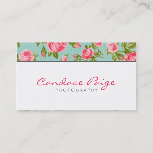 Girly Vintage Roses Floral Print Business Card