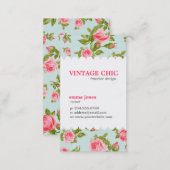 Girly Vintage Roses Floral Print Business Card (Front/Back)