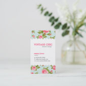 Girly Vintage Roses Floral Print Business Card (Standing Front)