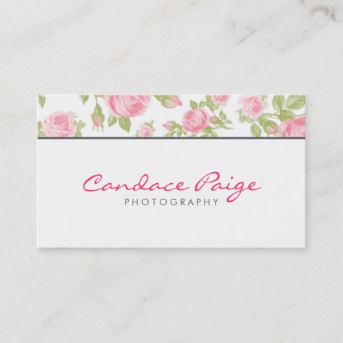 Girly Vintage Roses Floral Print Business Card