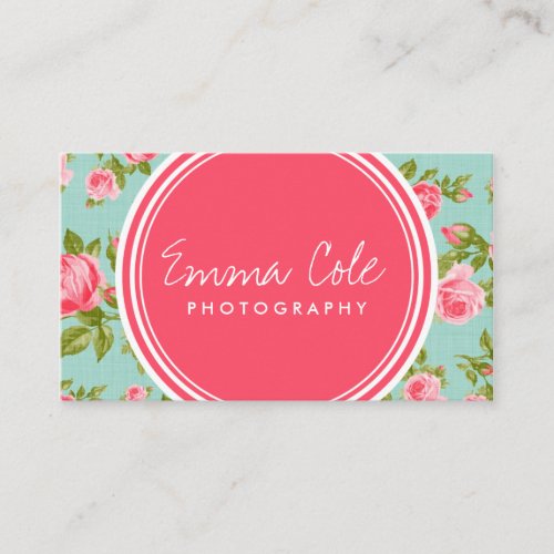 Girly Vintage Roses Floral Print Business Cards