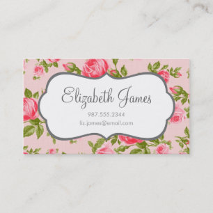 Girly Vintage Roses Floral Print Business Card