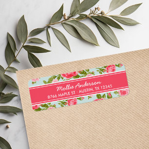 Girly Vintage Roses Floral Print Label