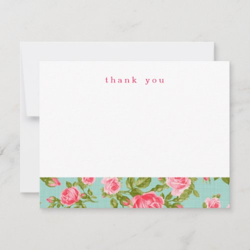 Girly Vintage Roses Simple Thank You Note Cards