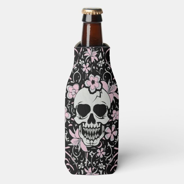Girly Vintage Skull Bottle Cooler (Bottle Front)