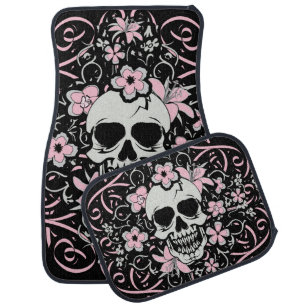 Girly Vintage Skull Car Floor Mat