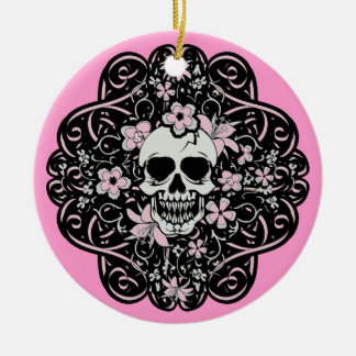 Girly Vintage Skull Ceramic Ornament