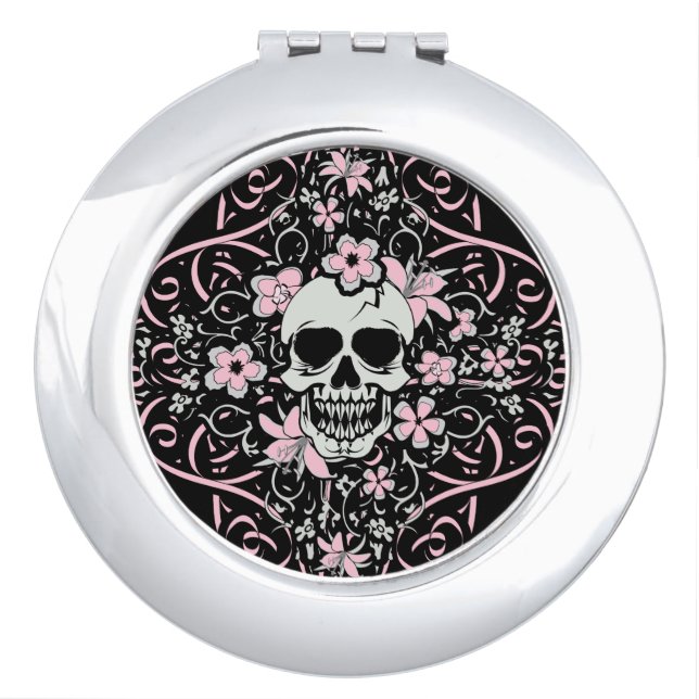 Girly Vintage Skull  Compact Mirror (Front)