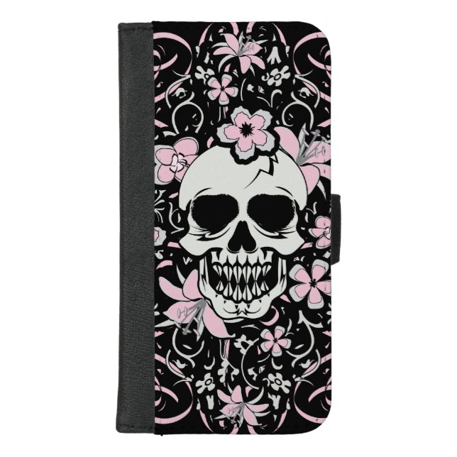 Girly Vintage Skull iPhone Wallet Case (Front)
