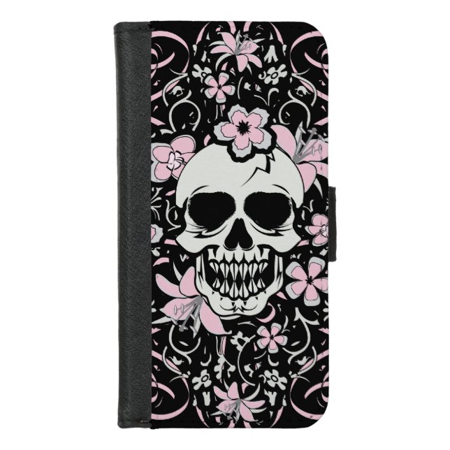 Girly Vintage Skull iPhone Wallet Case (Front)