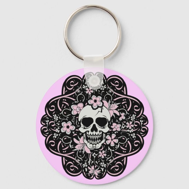 Girly Vintage Skull Keychain (Front)