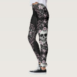 Girly Vintage Skull Leggings<br><div class="desc">Girly vintage skull with flowers, ribbons and plenty of pink for the ladies.</div>