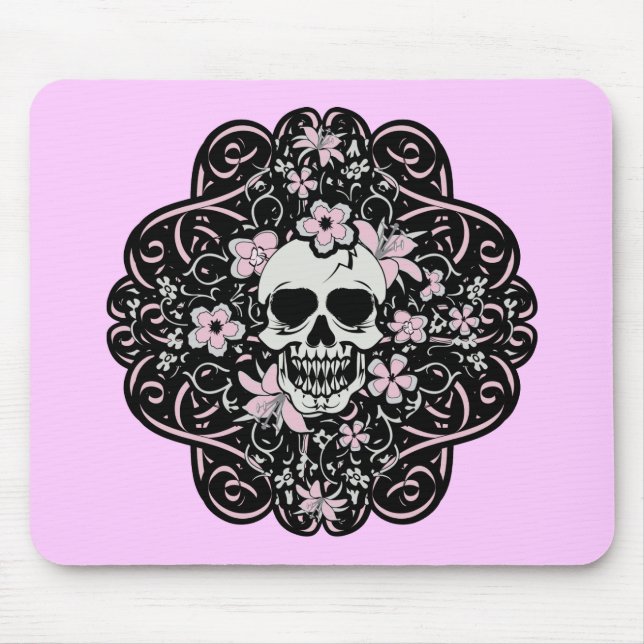 Girly Vintage Skull Mouse Pad (Front)